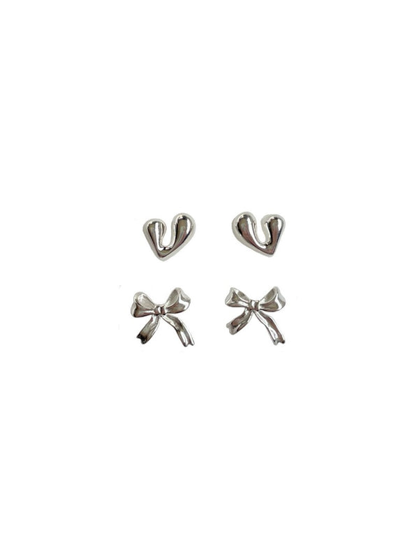 tiny earrings set-silver