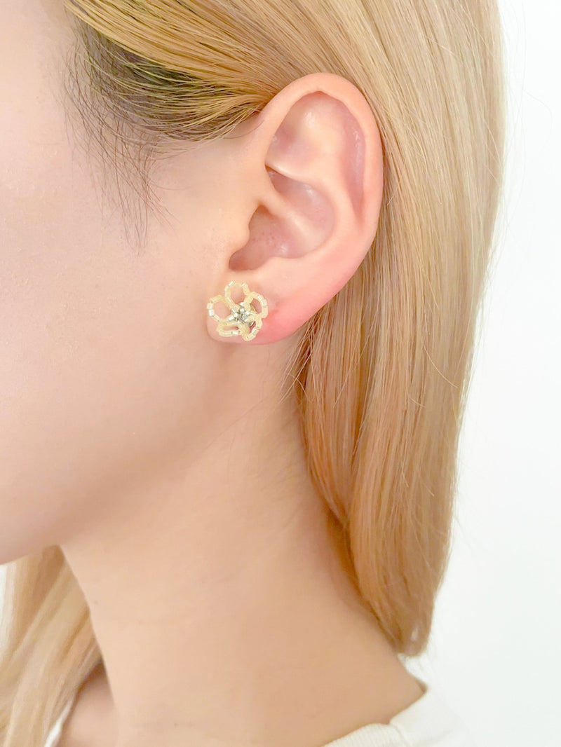 bicolor flower earrings